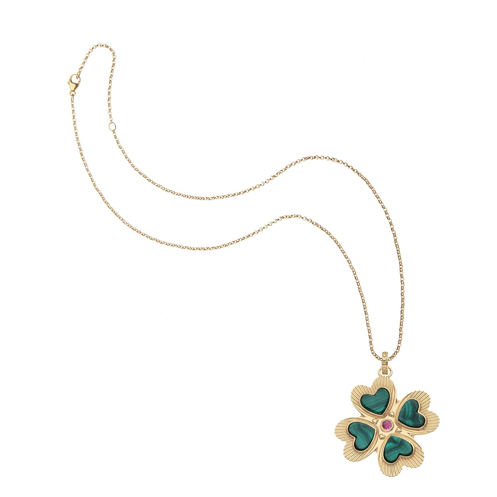 LUCKY in Love Clover Pendant with Malachite