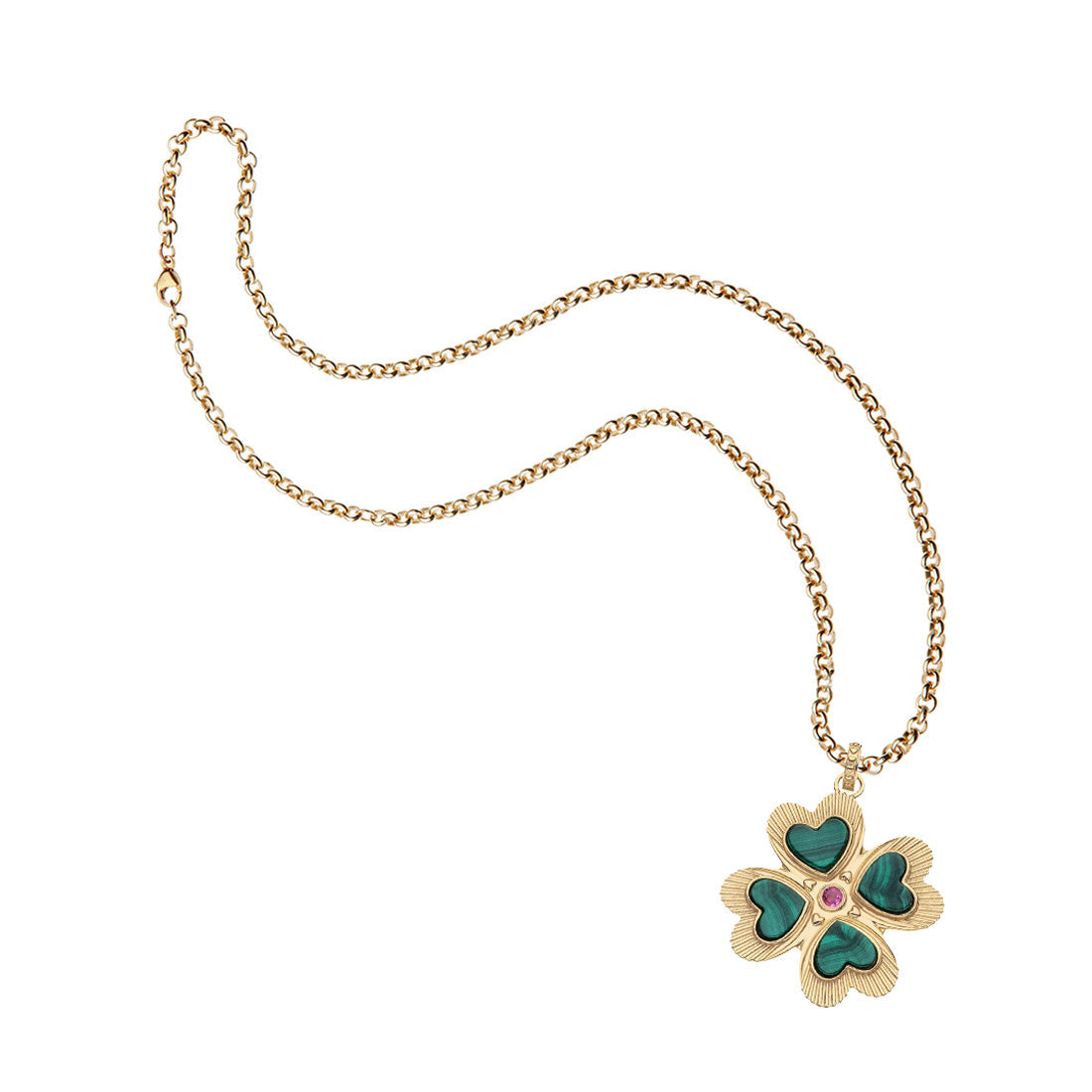 LUCKY in Love Clover Pendant with Malachite